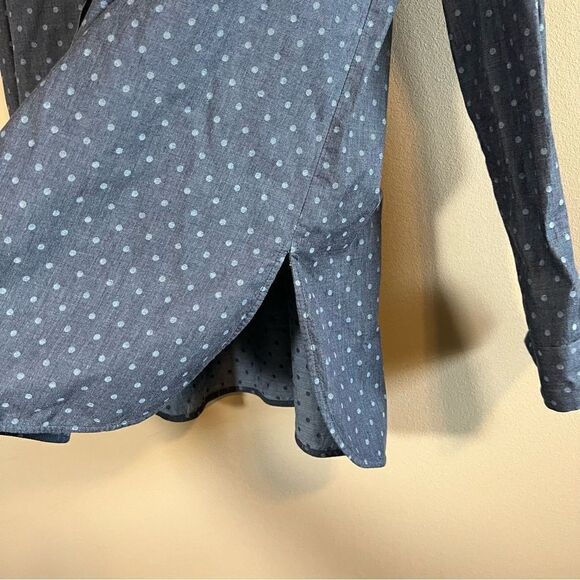 ✨ Lafayette 148 Women’s Blue Polka Dot Button Down Shirt Top Small - Picture 3 of 10
